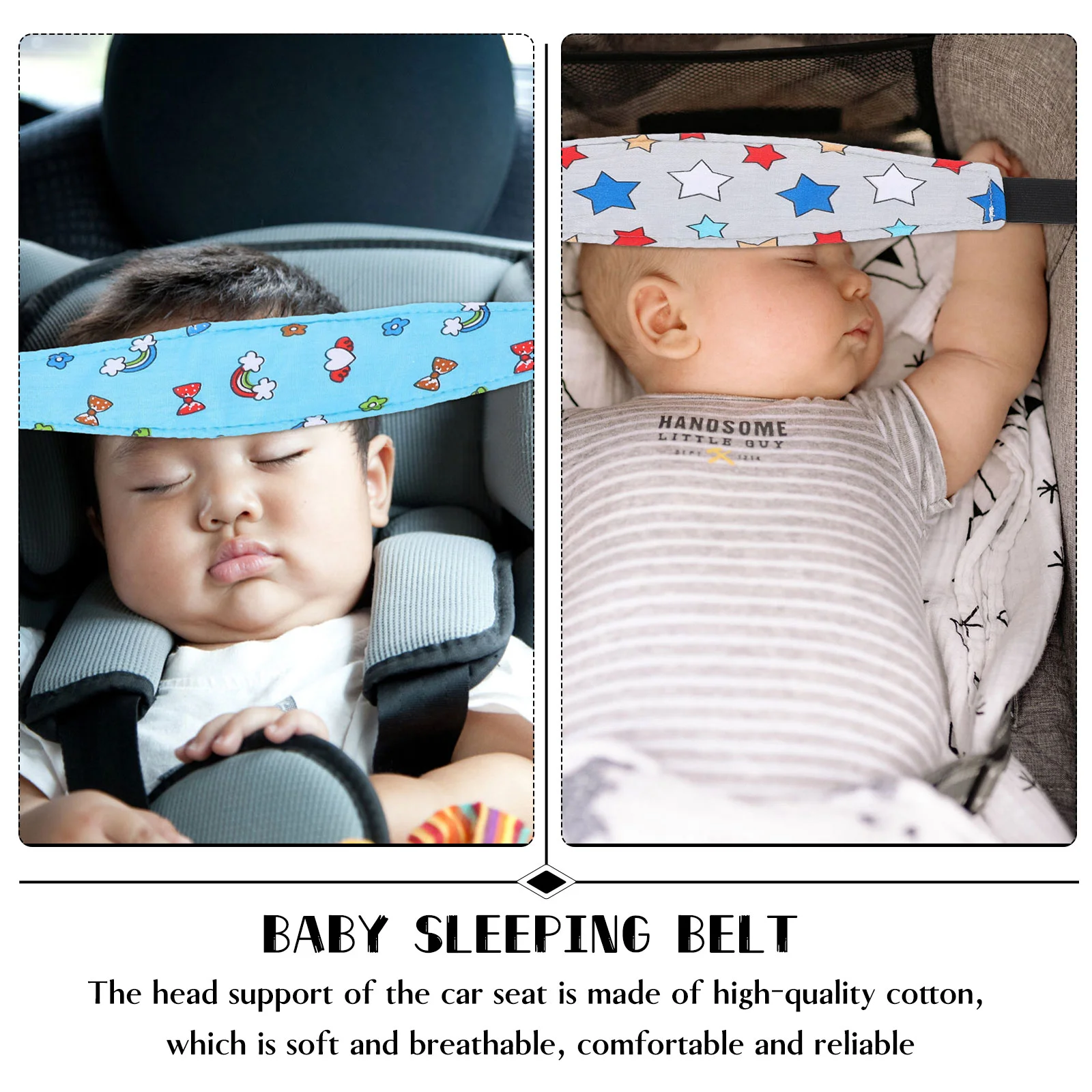 4 Pcs Safety Strap Child Car Head Support Band Toddler Strollers Kids Sleeping Seat Headrest Neck Holder