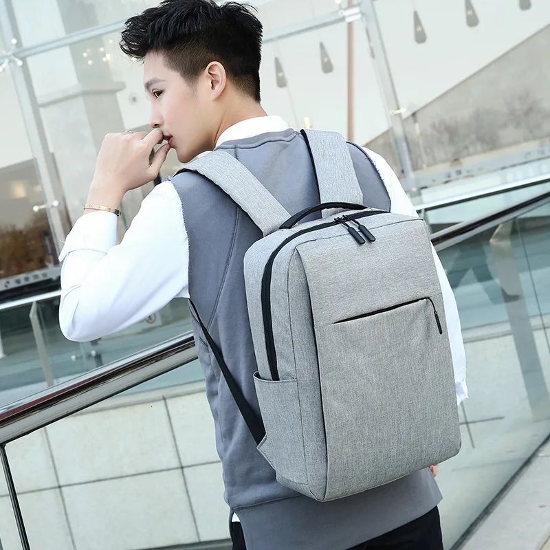 Cross-border supply simple backpackusbRechargeable Men's Laptop Bag Large-capacity casual business laptop backpack