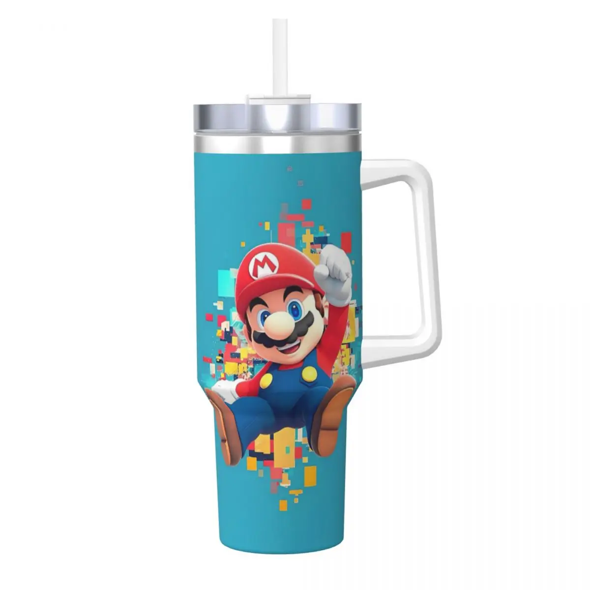 

Stainless Steel Tumbler Super Mario Bros Cartoon Mugs Cup With Straws Travel Cold and Hot Water Bottle Portable Large Coffee Mug