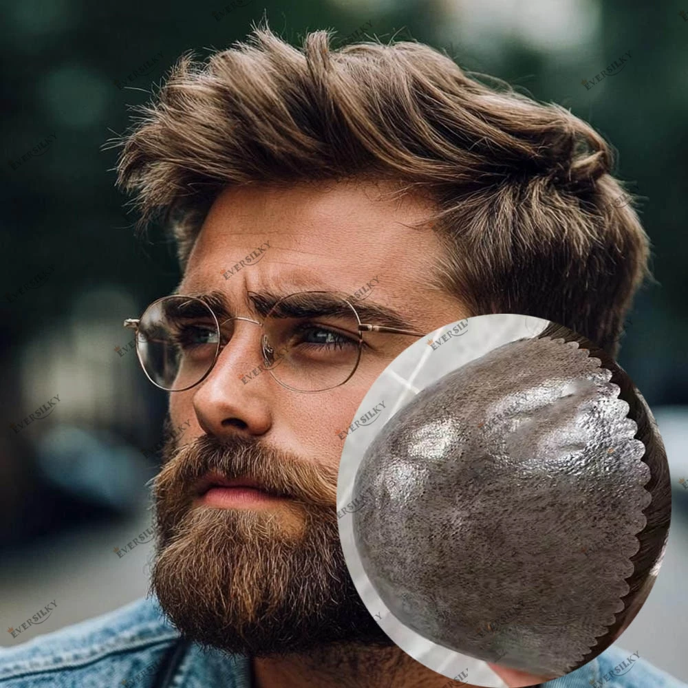 

Мужская система замещения волос из натуральных европейских волос, коричнево-русые, прочная, с основой 0.12 мм, волна 30 мм # 4 # 6 130% Плотность капиллярной тканевой тканевой основы для протезов