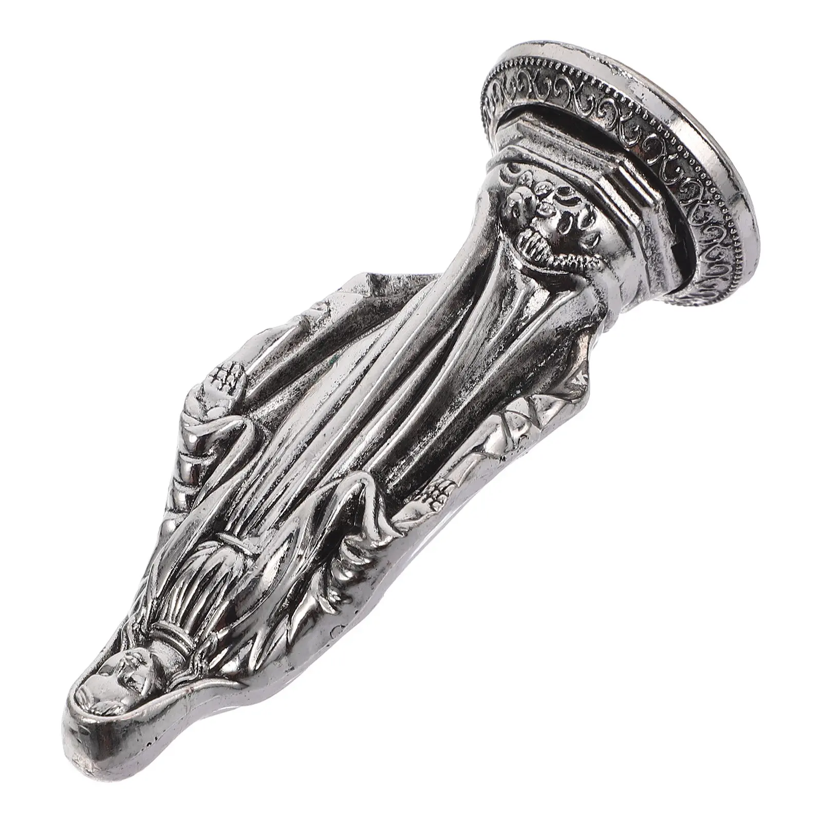 Virgin Mary Statue Retro Alloy Religious Ornament for Car Dashboard Desktop Home Decor Vintage Metal Figurine