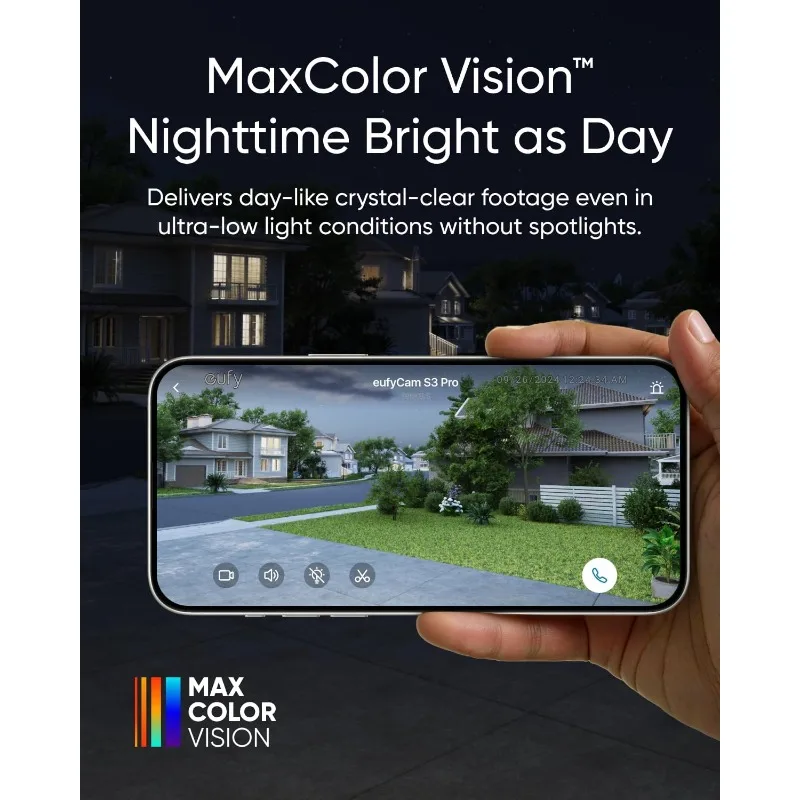 Solar Camera Outdoor Wireless, MaxColor Night Vision, 4K Security Camera with Solar Panel, Face Recognition AI