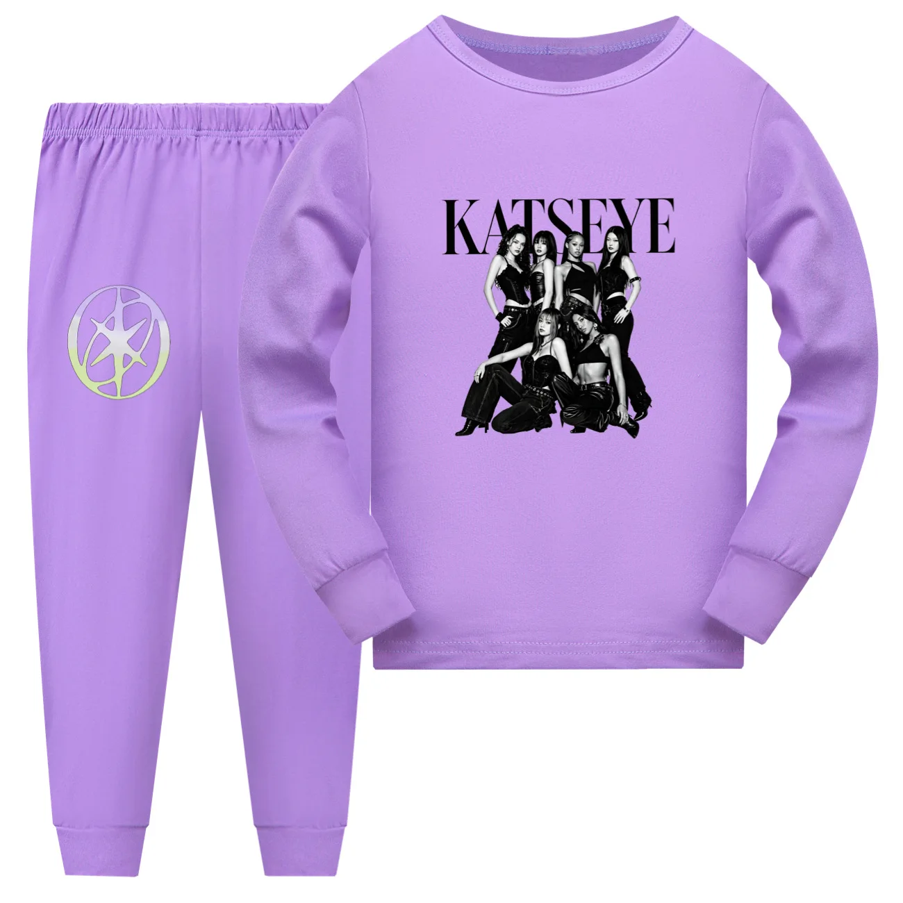 New Girl Group KATSEYE KPOP Print Kids Pajama Set Boys Long Sleeve Tops Pants 2pcs Set Girls Soft Sleepwear Children Home Pyjama