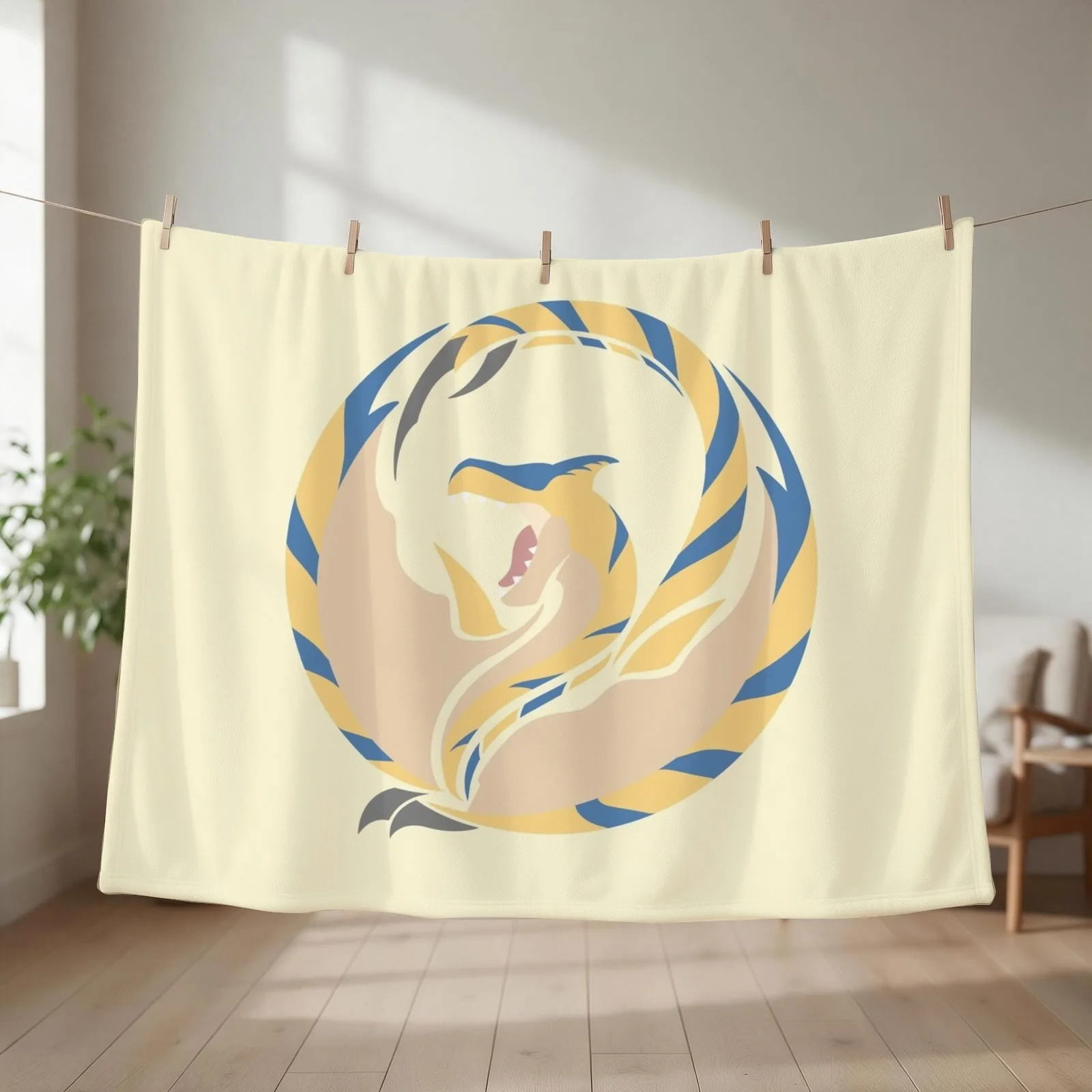 The Roaring Wyvern - Tigrex Throw Blanket couch cozy soft plush fuzzy picnic outdoor blanket