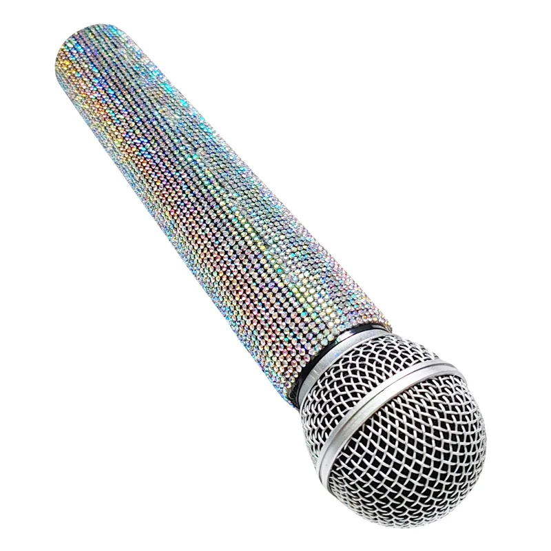 Rhinestone Simulation Microphone Props Colorful Plastic Fake Micriphone Decoration Ornaments For Home Bar Party Favors Photograp