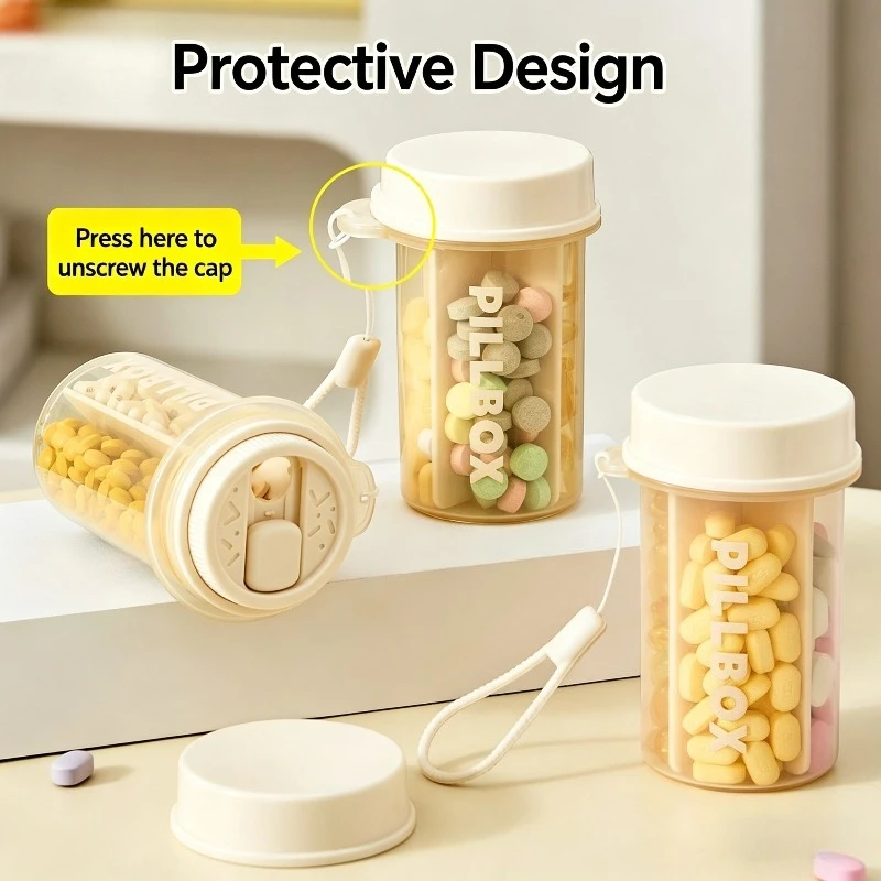 4-Grid Anti-Accidental Touch Pill Box – Portable Sealed Moisture-Proof, Large-Capacity Sub-Packaging Desk Organizer