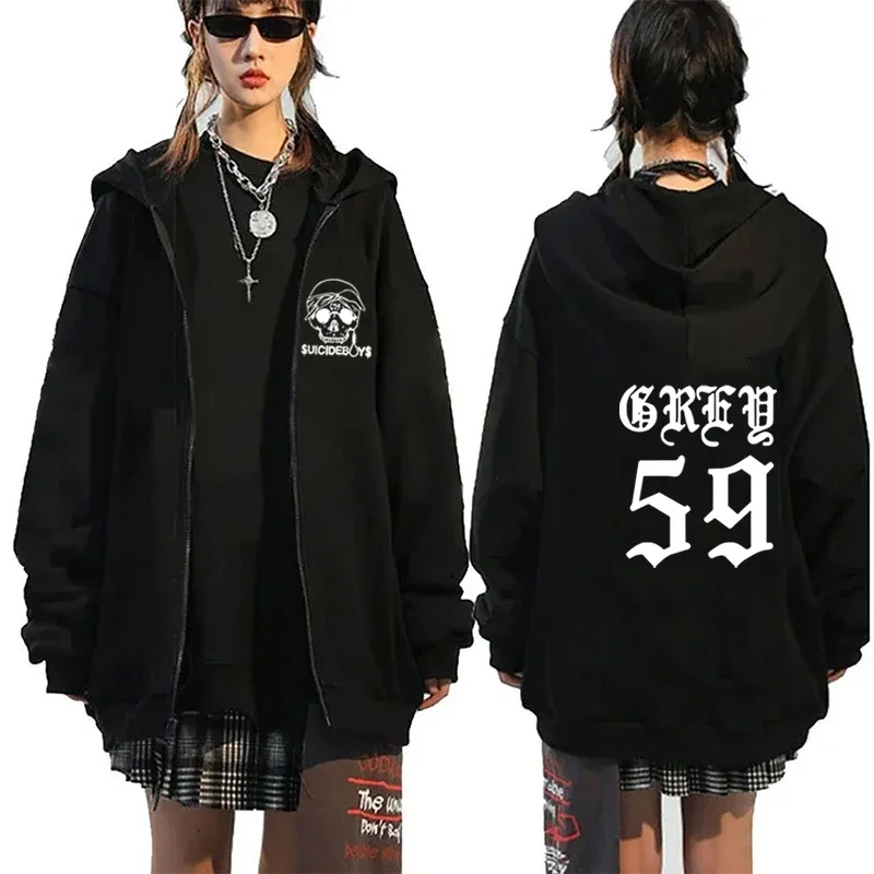 G59 Zip-Up Jacket Hoodie, Suicide Boys Merchandise Gift,Music Beanie Merchandise Casual Tops,Hip Hop Street Oversized Sweatshirt