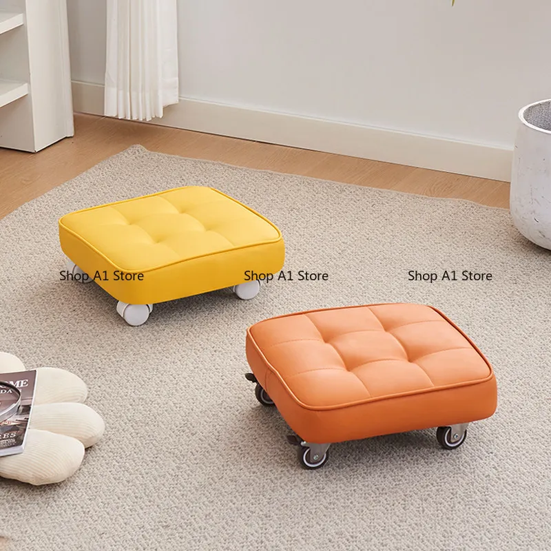 Household multi-functional small wheeled stool - Design, sewing, easy disassembly - Square-shaped long stool with wheels