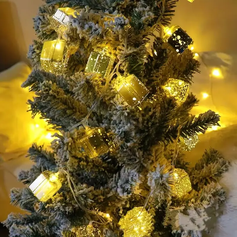 Christmas Fairy String Lights 1.5M 10LED Battery Operated Warm White 2AA LED Lights Star Snowflake Merry Christmas Decor