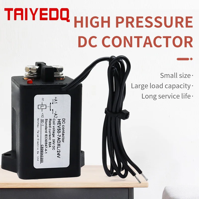 Vacuum High-Voltage DC Contactor New Energy Vehicle Charging Station 50A 12V 36V 48V 24VDC 1NO Continuous Type
