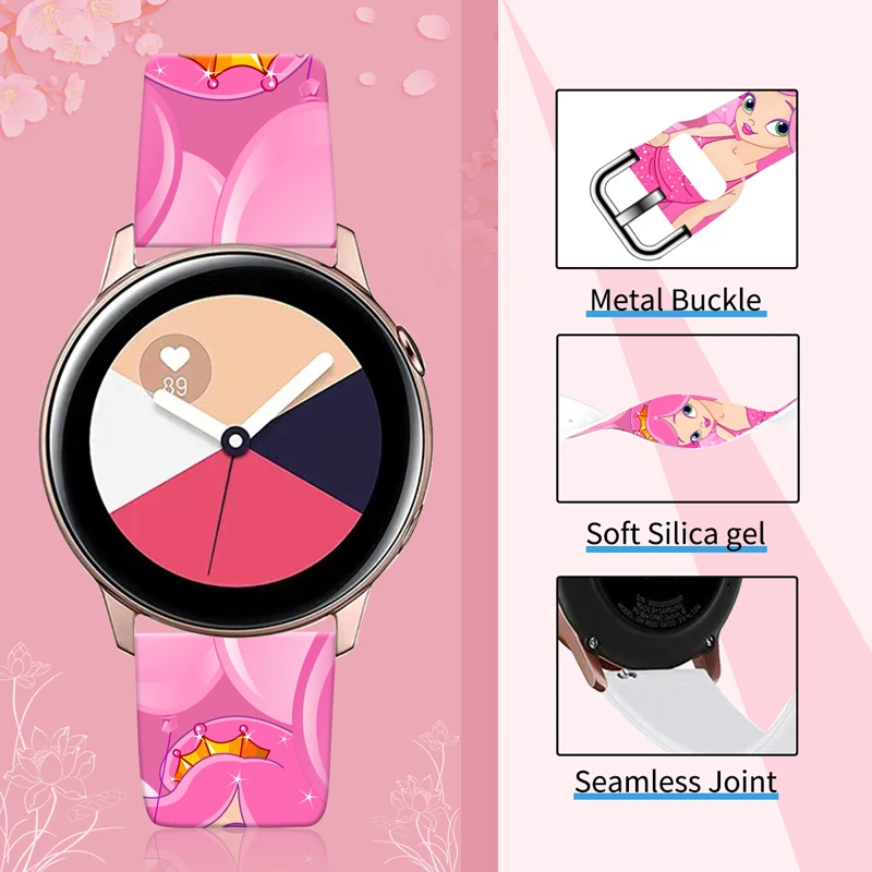 Disney Tinker Bell 20mm Printed Strap for Samsung Galaxy Watch 6/5 40mm 44mm Band Replaceable Bracelet for Amazfit Balance 45mm