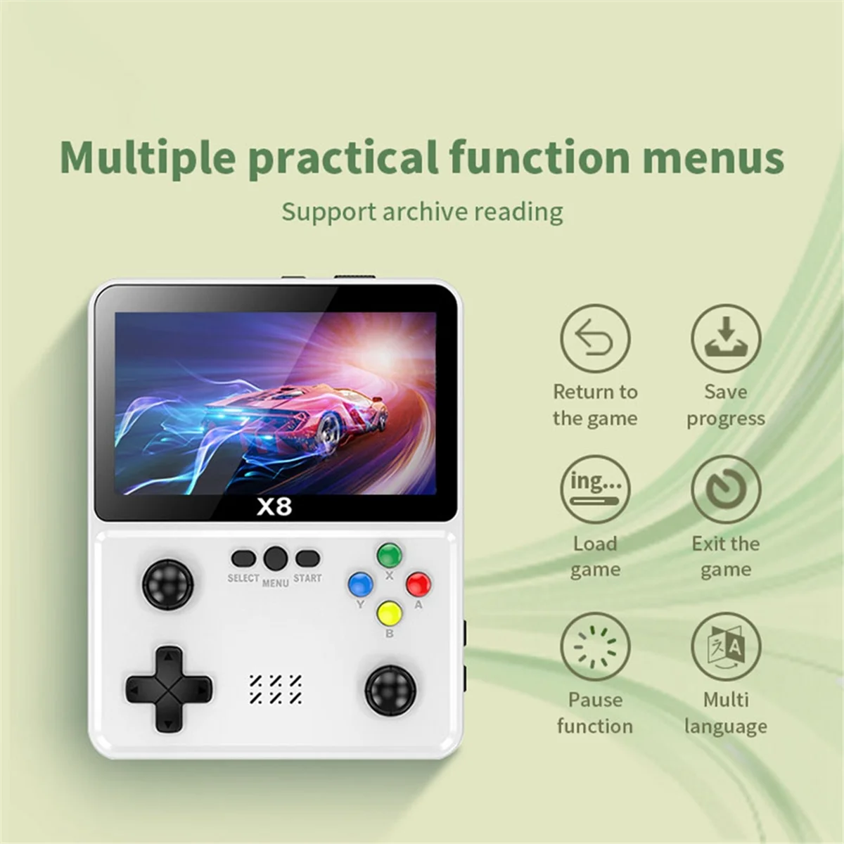 X8 Retro Game Console 4 inch IPS Scherm Handheld Game Player 10 Simulators Video Game Console voor SFC GBC GBA Zwart