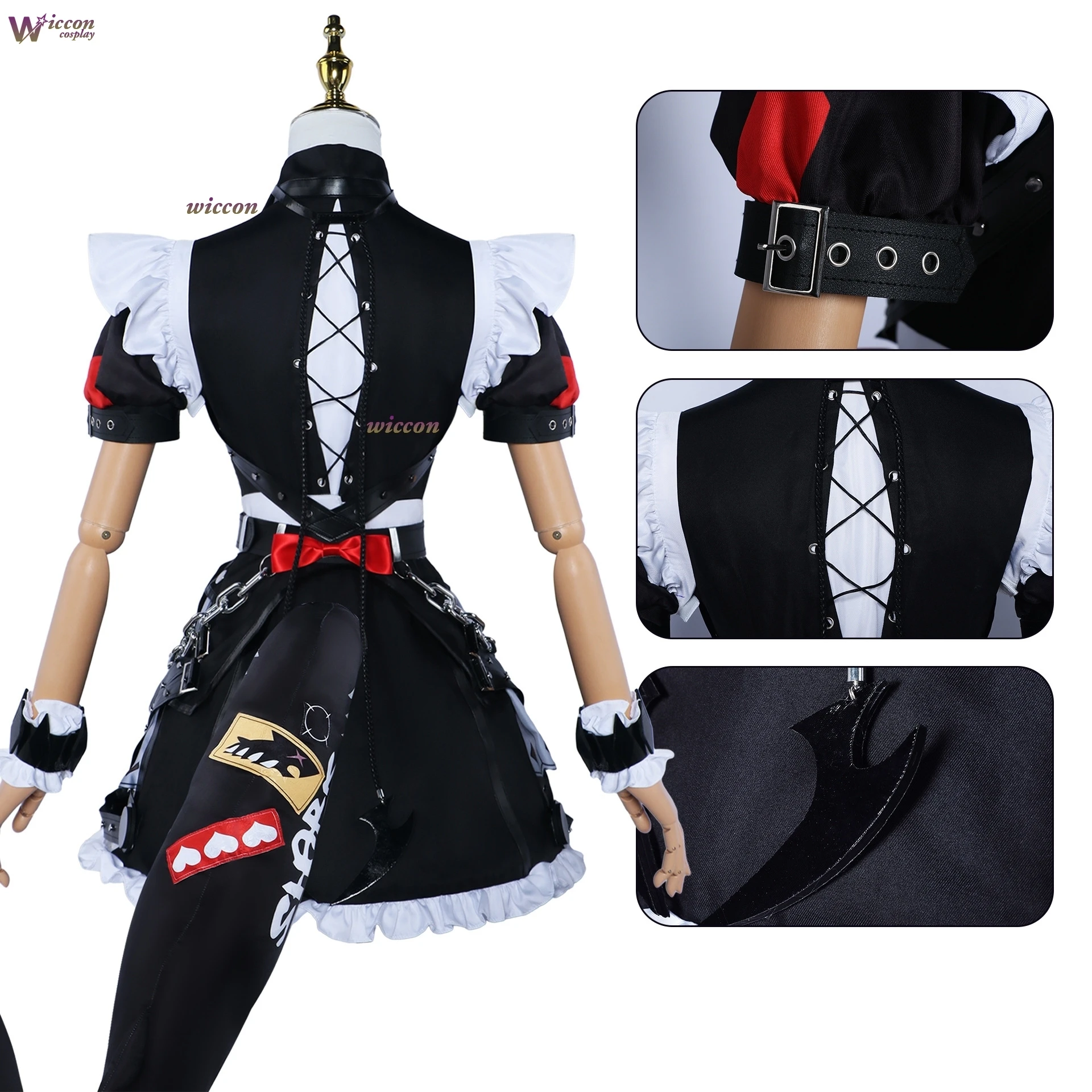 

Halloween Ellen Joe Cosplay Maid Costume Two-dimensional Maid Fancy Dress with Shark Tail Anime Game Outfit
