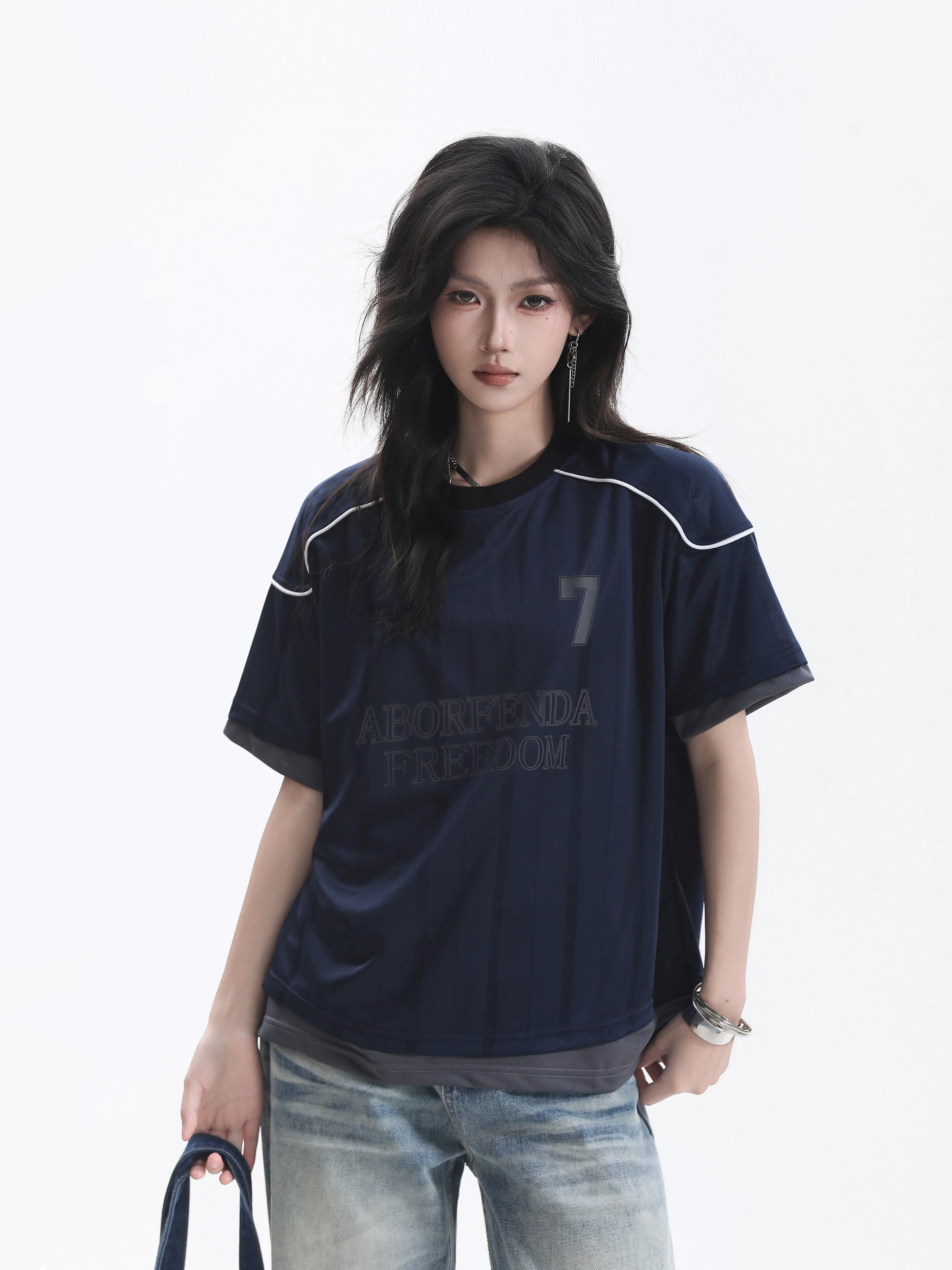 Small Ball American Sports Style Digital Print Short Sleeve T-Shirt Women Summer Versatile Couple Breathable Casual Top