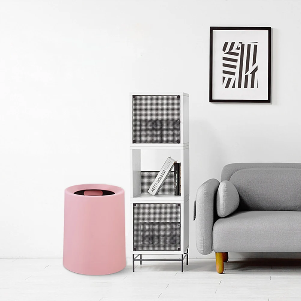 

Household Trash Can Bin Waste Bin Frosted Open Trash Can Plain Colour for Bedroom Living Room (8L Pink)