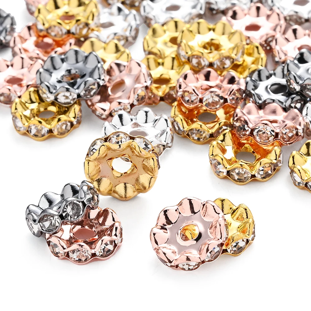30 Stück 12mm Strass-Perlen aus Legierung, bunte Rondelle-Blumenperlen mit großem Loch für Schmuckherstellung, DIY-Armbänder, Bastelarbeiten – Detail 1