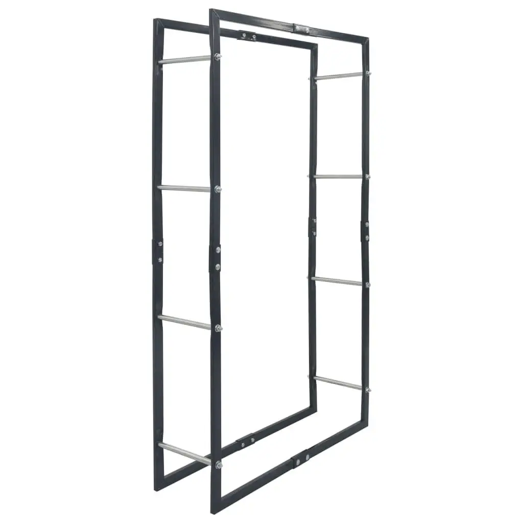 Durable Black Steel Firewood Rack - 31.5x9.8x59.1 for Efficient Storage