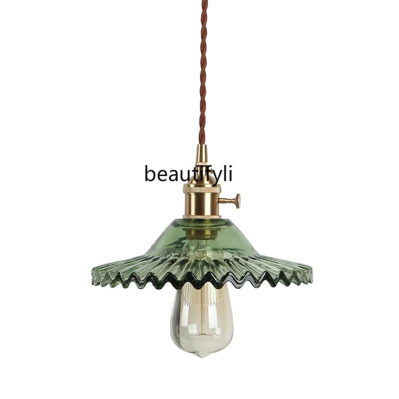 

LBX Nordic Minimalism Japanese Style Simple Retro Nostalgic Chandelier B & B Bar Entrance Brass Glass Lamp