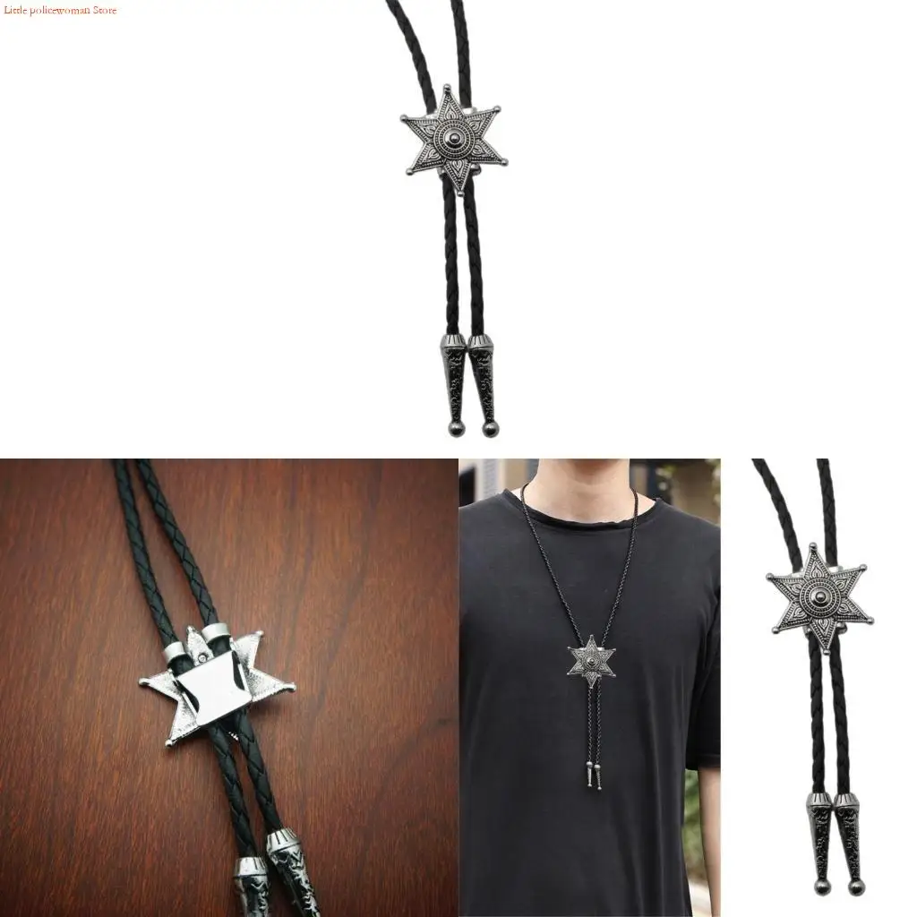 f92d-relevo-hexagrama-pingente-bolotie-elegante-colar-cowboy-sueter-gravata-metal