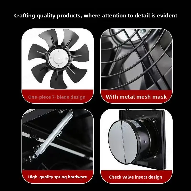 10 Inch Shutter Exhaust Fan High Speed Wall Mount Window Ventilation Fan 820 CFM Extractor for Kitchen Garage Attic