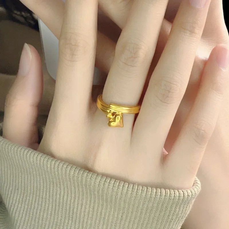 Xiaohongshu نفس الذهب خاتم الحب الذكي المرأة المتخصصة الأزياء الخفيفة الفاخرة عالية الشعور افتتاح حلقة قابلة للتعديل