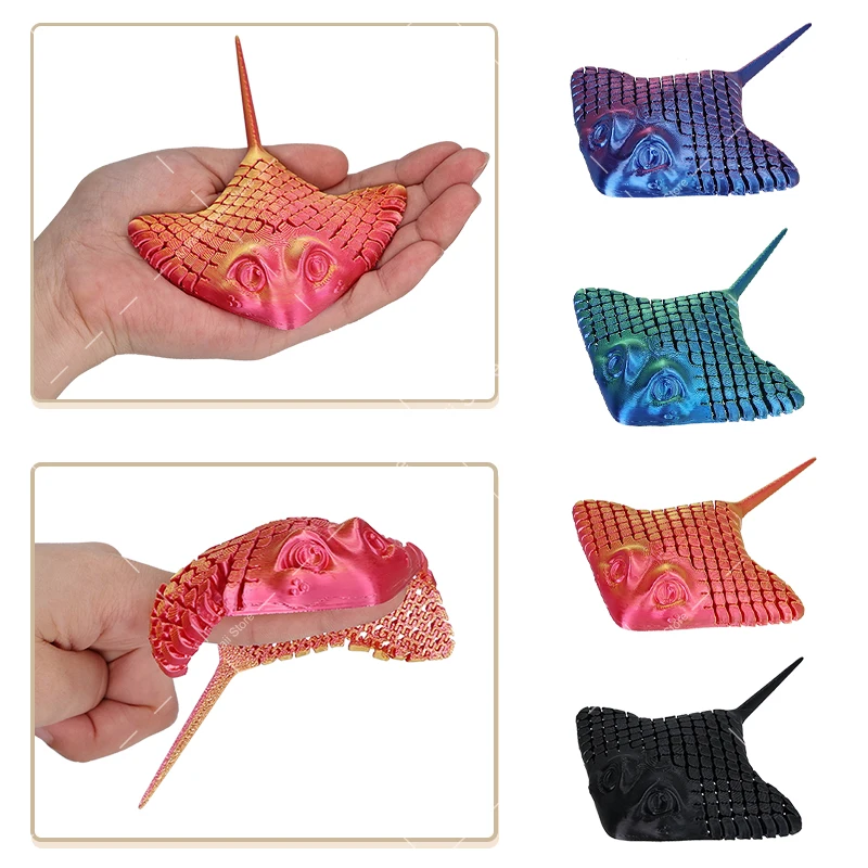 3D-Gedrucktes Mantarochen-Modell Figurine Spielzeug Ozeanwassertier - Bionischer Mantarochen Stachelrochen Spielzeug Bewegliche Teufelsfisch-Dekoration