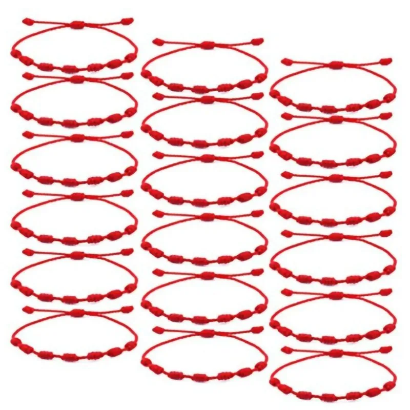 Benming year hot sale red rope seven knots lucky bracelet simple personality hand woven adjustable couple hand rope wholesale