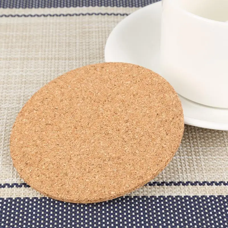 50pcs Natural Round Wooden Slip Slice Cup Mat Coaster Tea Coffee Mug Drinks Holder for DIY Tableware Decor Durable Pad