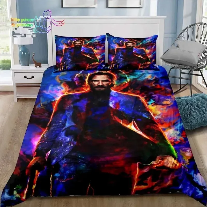 Thriller Film John Wick Bedding Set Single Twin Full Queen King Size Bed Set Adult Kid Bedroom Bedding Gift