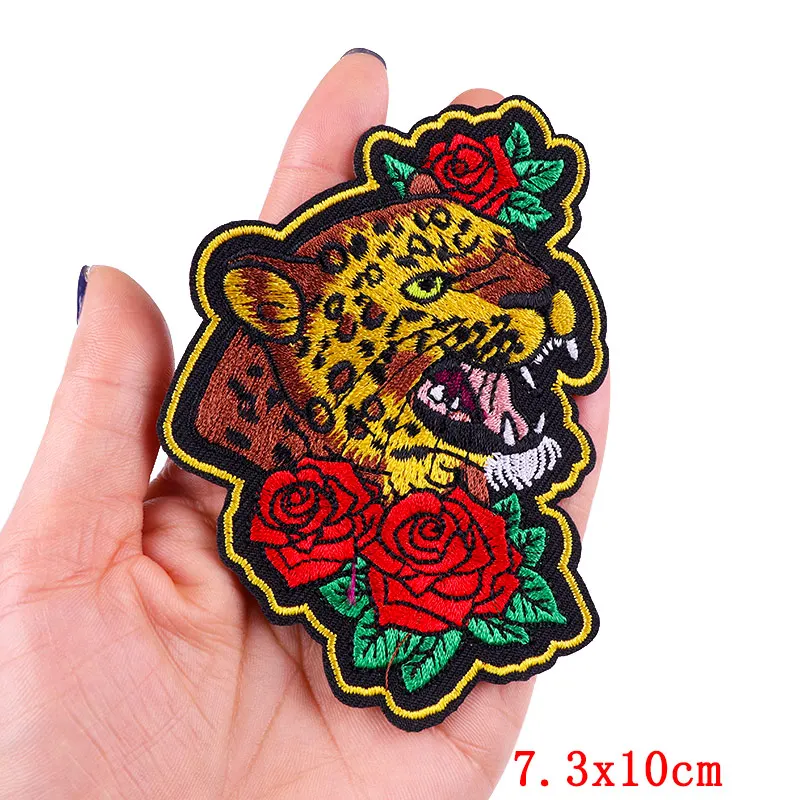 Flower/Skull Patch Punk Animal Embroidery Patch Iron On Patches For Clothing Butterfly Heart Embroidered Patches On Clothes DIY