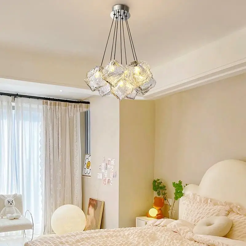 

Nordic bedroom cream style chandelier ice glass antique model room crystal lamp dining room lighting fixtures