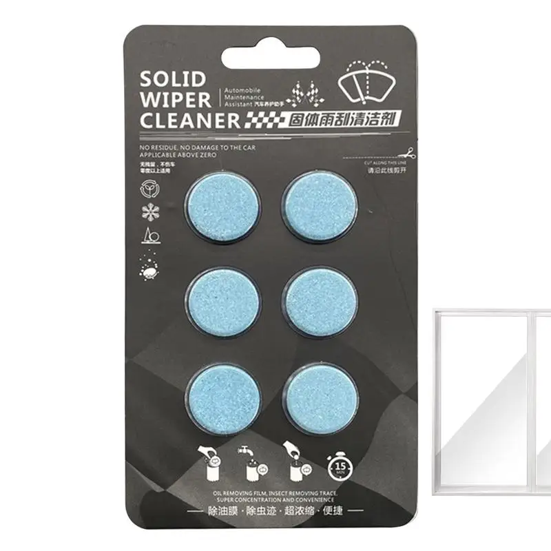 Car Windshield Washer Tablets Windshield Wiper Fluid 6pcs Effervescent Wiper Tablet Concentrated Clean Tablets Remove Glass