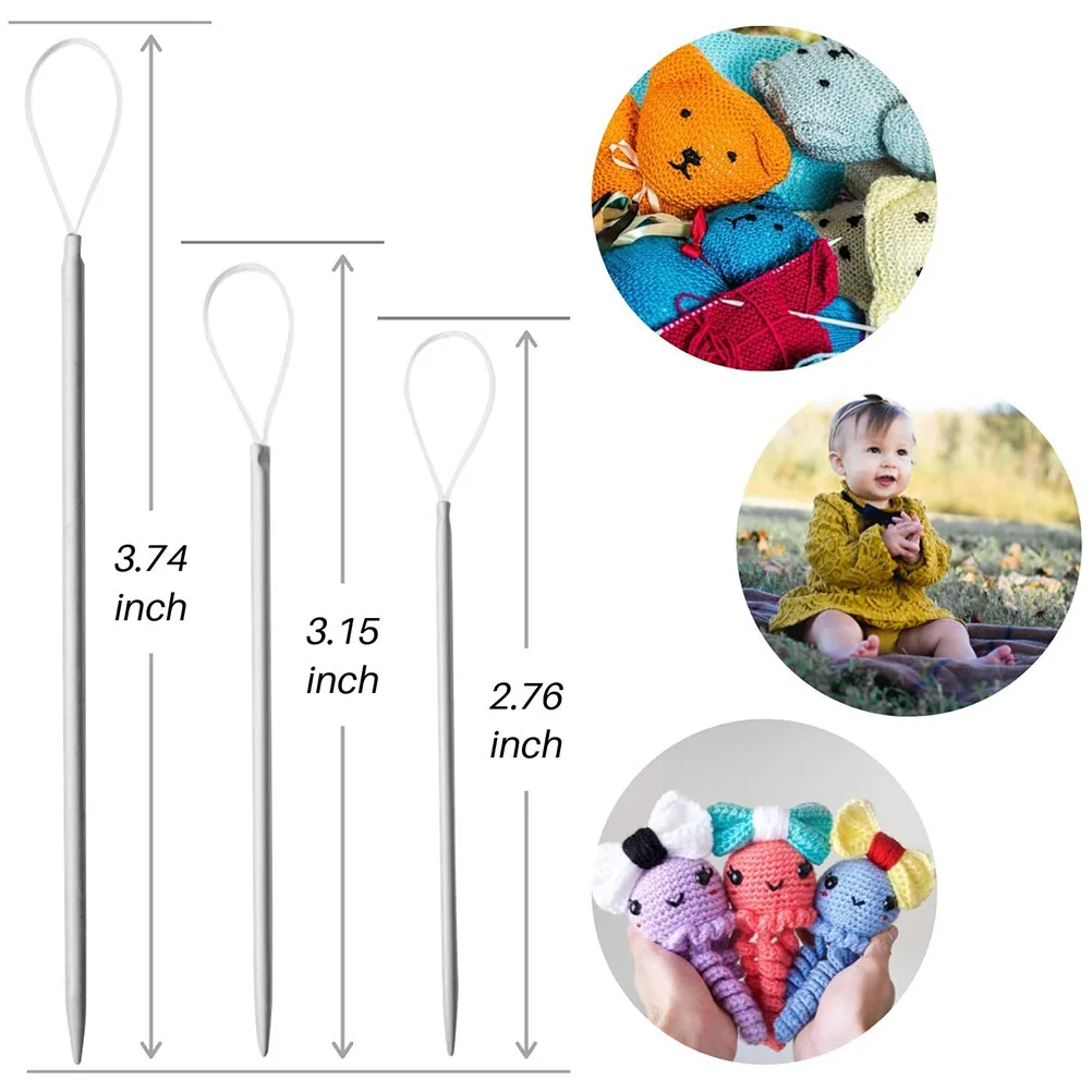 

9pcs Tapestry Sewing Needles Set Wool Needles Bent Tip Large Eye Sewing Knitting Craft Project Aluminum Storage