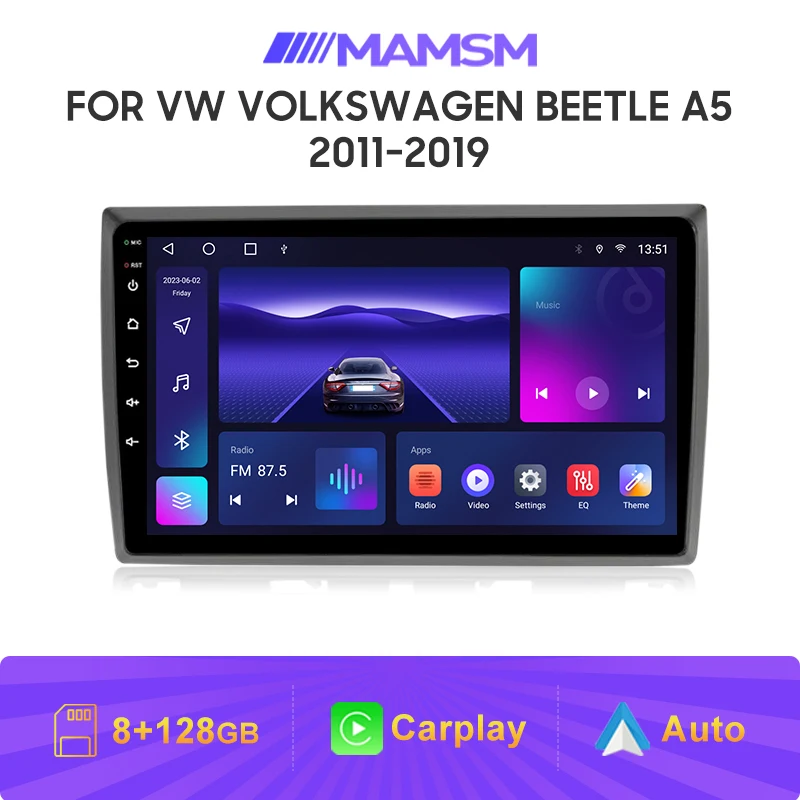 MAMSM 9 inch Android Car Radio For VW Volkswagen Beetle A5 2011-2019 GPS Navigation Auto Carplay Multimedia Touch Screen Radio