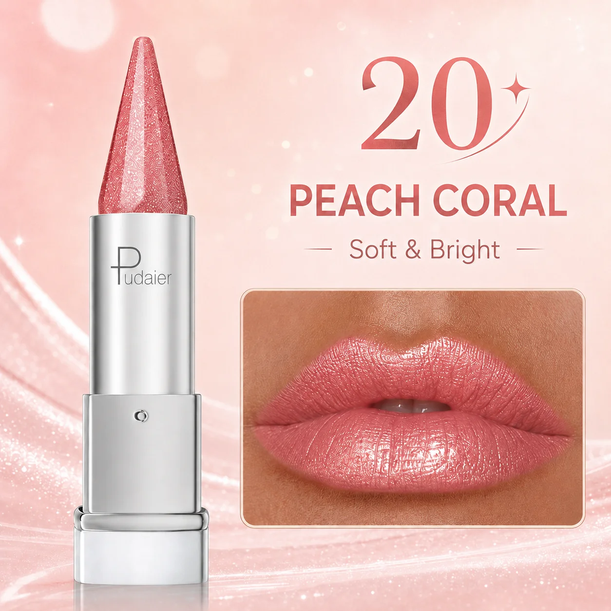 Schimmernder Lippenstift, feiner, leuchtender, rosafarbener, hautfarbener Lippenbalsam, langanhaltender, feuchtigkeitsspendender, perlmuttfarbener Lipgloss, wasserfeste Kosmetik für das tägliche Make-up – Detail 3