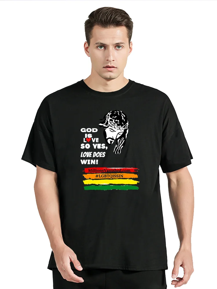 

Jesus A Man Fashion Summer Tshirt Pride Flag Lesbian Bi Trans Queer T-shirt Men Male Kindness Peace Equality Love Tees Tops
