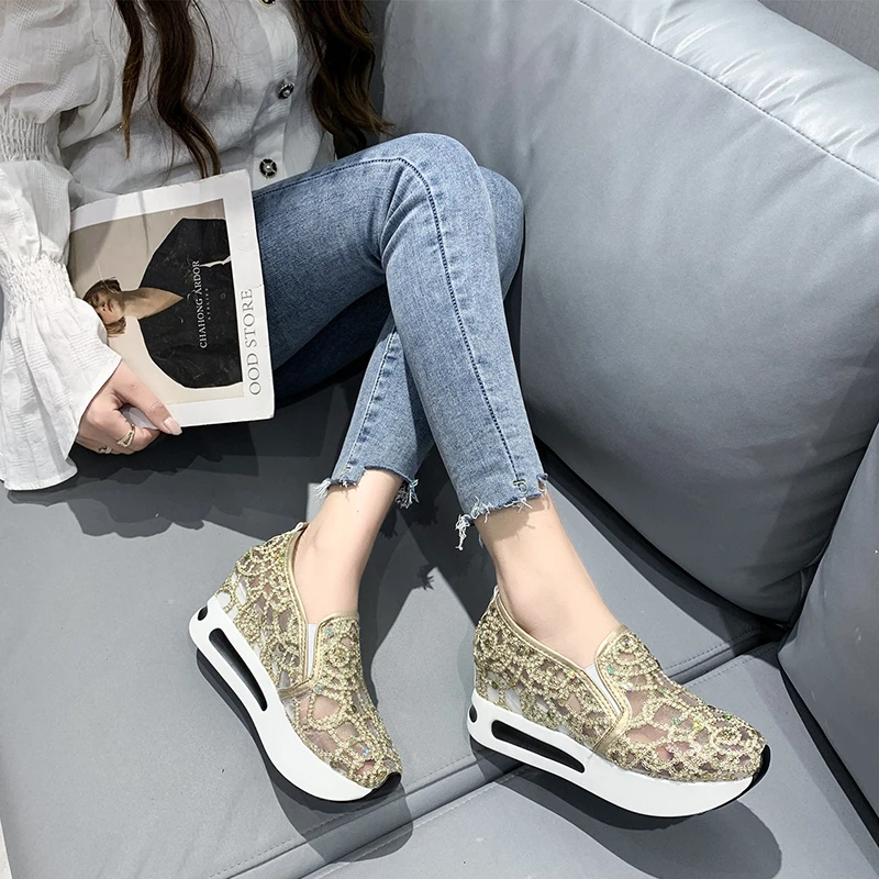 حار بيع المألوف منصة الصيف بسيطة المرأة شبكة تنفس الأحذية حذاء رياضي غير رسمي 2025 أحذية السيدات الجديدة #3