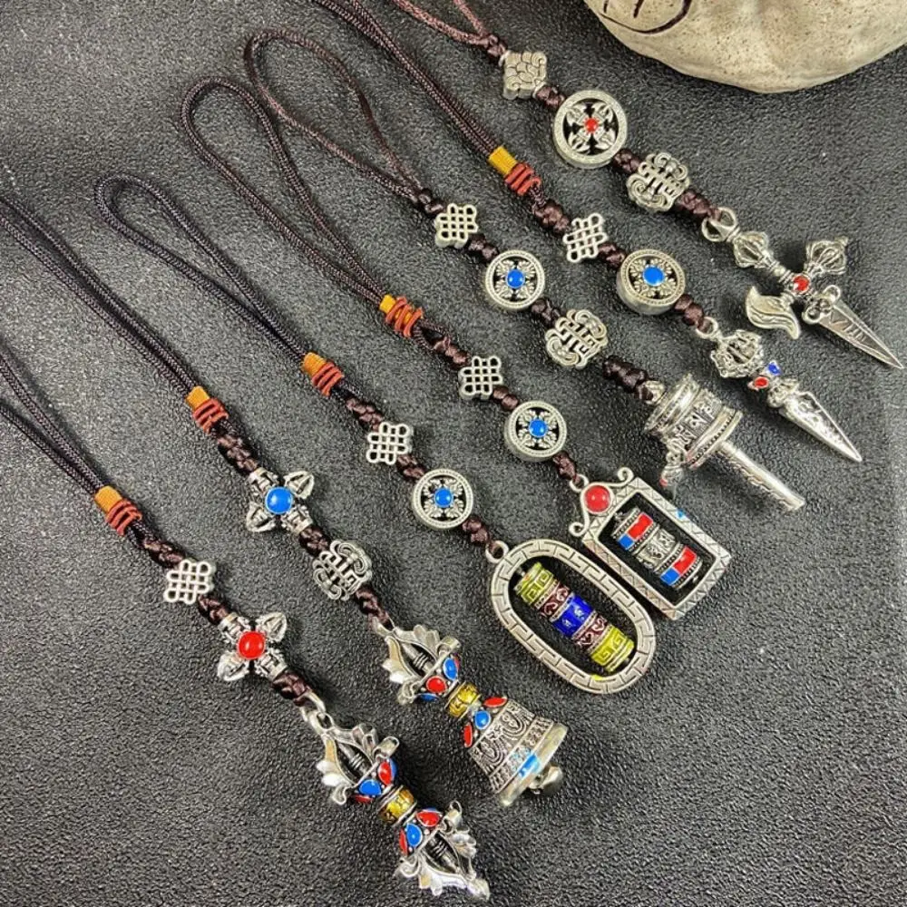 Tibetan Six-character Mantra Prayer Wheel Pendants Exquisite Handwoven Car Hanging Ornaments with Colorful Tassel High Quality