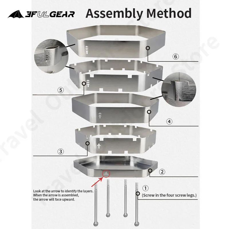 3F UL GEAR Outdoor BBQ Furnace Camping Cooking Firewood Stove Removable Burning Platform 3 Sizes Free Give BBQ Grill Netting