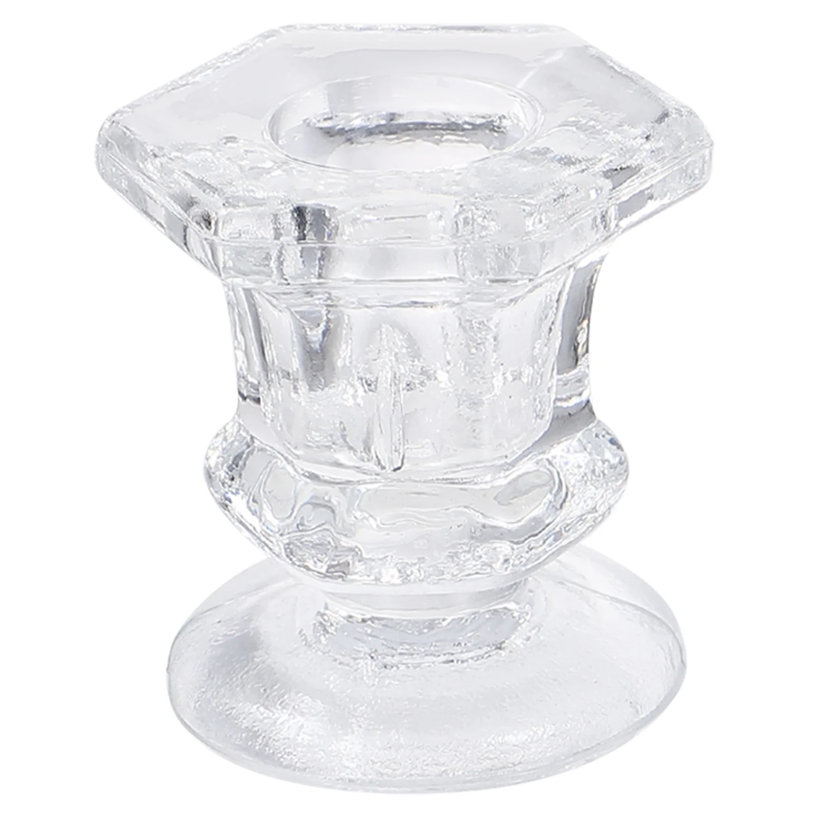 

3Pcs Clear Glass Stand Sturdy Safe Religious Ceremony Engagement Birthday Glass Holder Desktop Candlestick