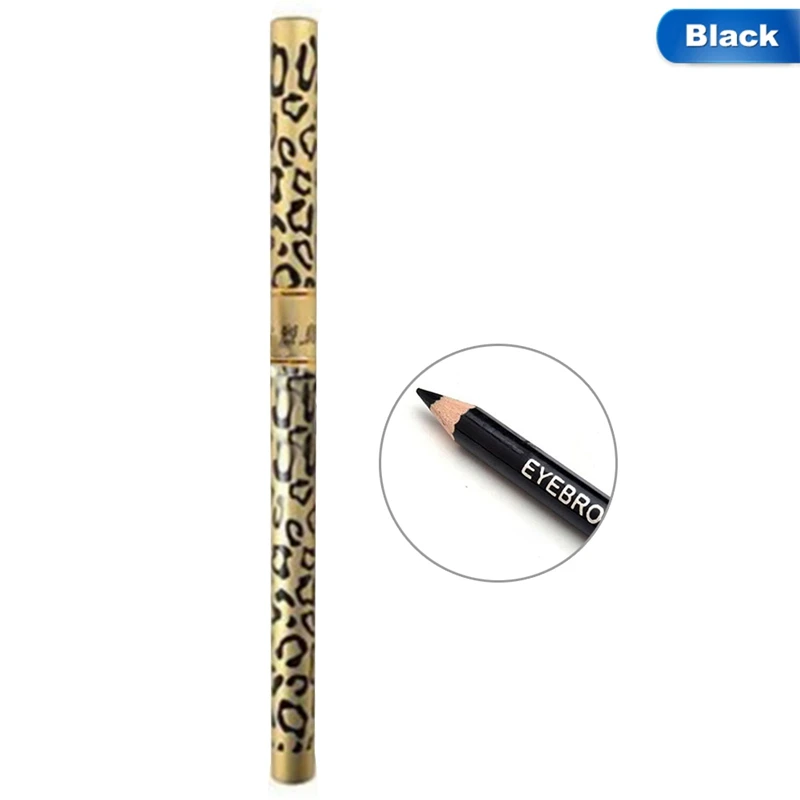 Leopard Print Lápis de sobrancelha, de longa duração, Double-Headed Enhancer, maquiagem dos olhos, sobrancelha Lápis de sombra, 5 cores, 1pc