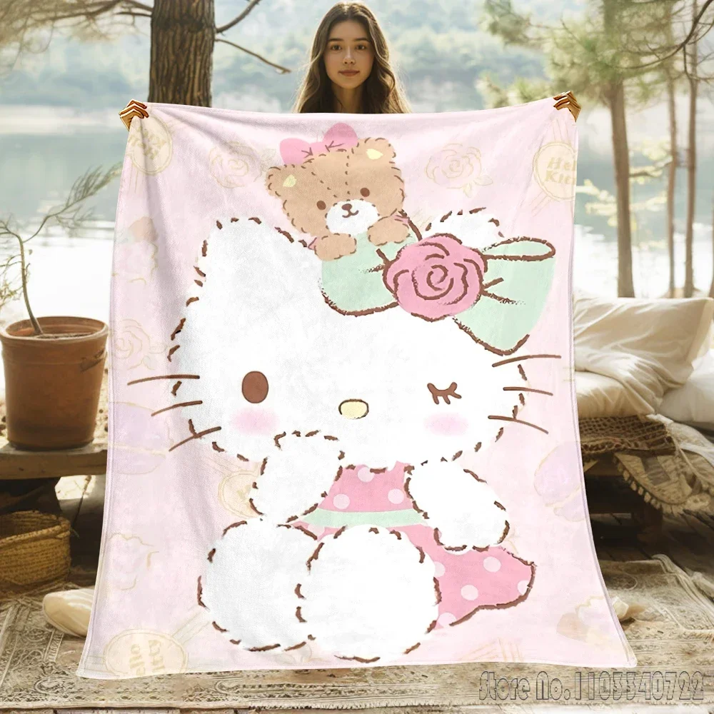 Sanurgente Kuromi Melody Hello Kitty Blanket, Couvertures fines, Utilisé pour canapés, lits, salons, pique-niques de voyage, cadeaux