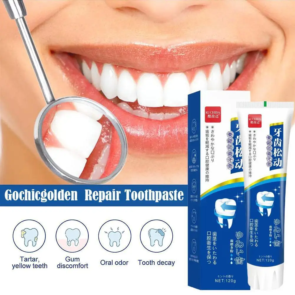 Gochicgolden-crema blanqueadora de larga duración, crema de reparación Dental para limpieza profunda, pasta de dientes con aliento fresco, I8W2