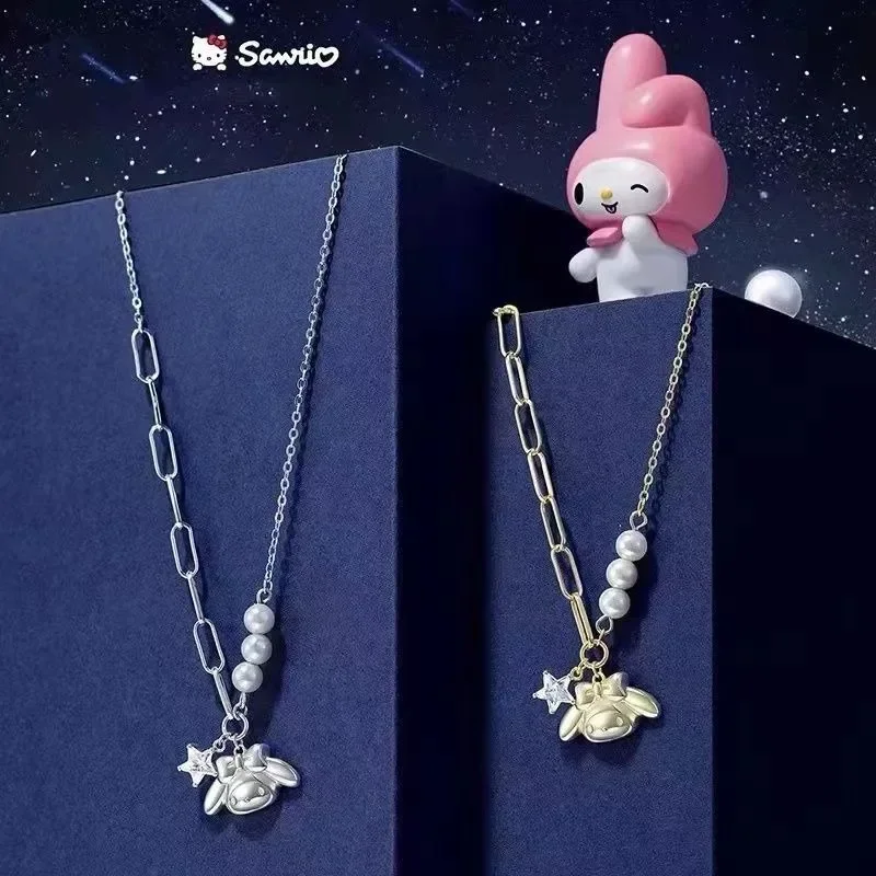 

MINISO Anime Kawaii My Melody Fashion Sweet Necklace Cute Cartoon Ins Y2k Children Silver Birthday Gifts Toys for Girls Boys