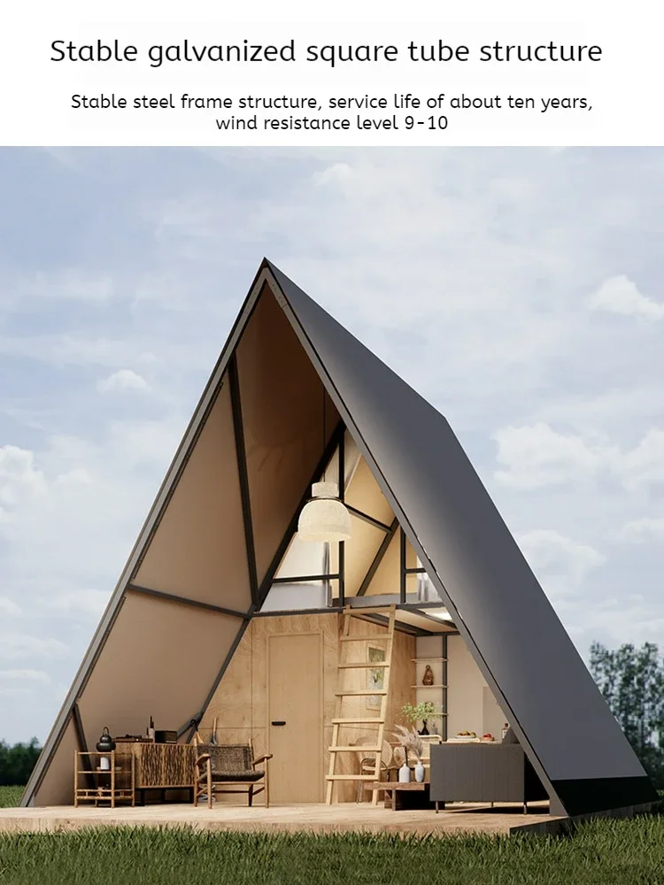 Carpa Triangular Oxford de Doble Capa 2026, con Tubo Cuadrado Galvanizado, Dos Pisos, Tipo Villa, Anti-luz, de Lujo, para Camping y Glamping