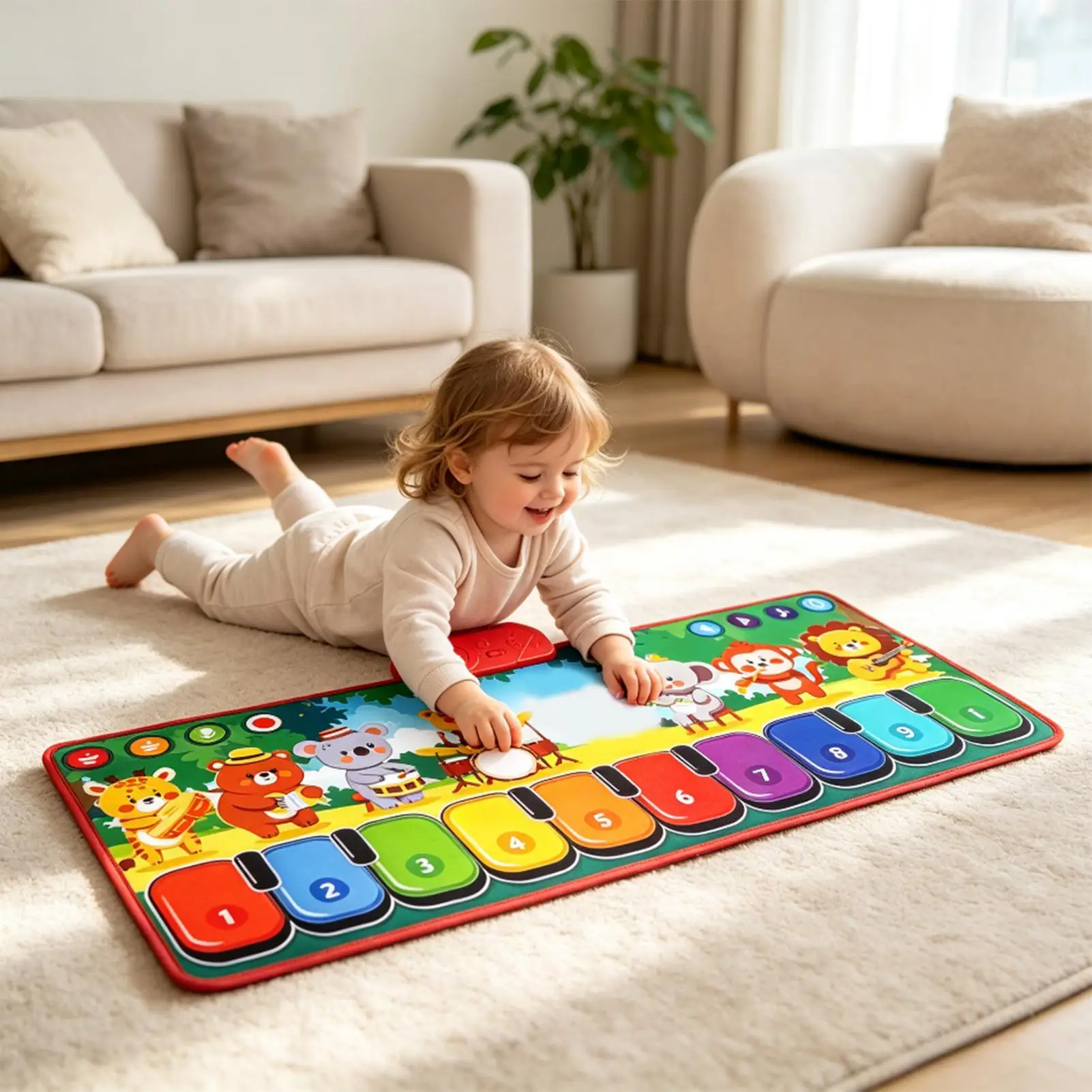Kids Piano Mat Sensory Drum Multi-functional Musical Educational Toys Music Play Mat For Stroller Nursery Crib Carseat Playtime