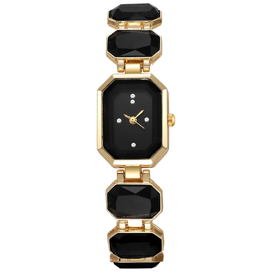 ساعة حلوى مكعبة صغيرة، أحجار كريمة كبيرة، زمرد ملون، مكانة، راقية، فاخرة خفيفة، سوار عصري، ساعة للسيدات