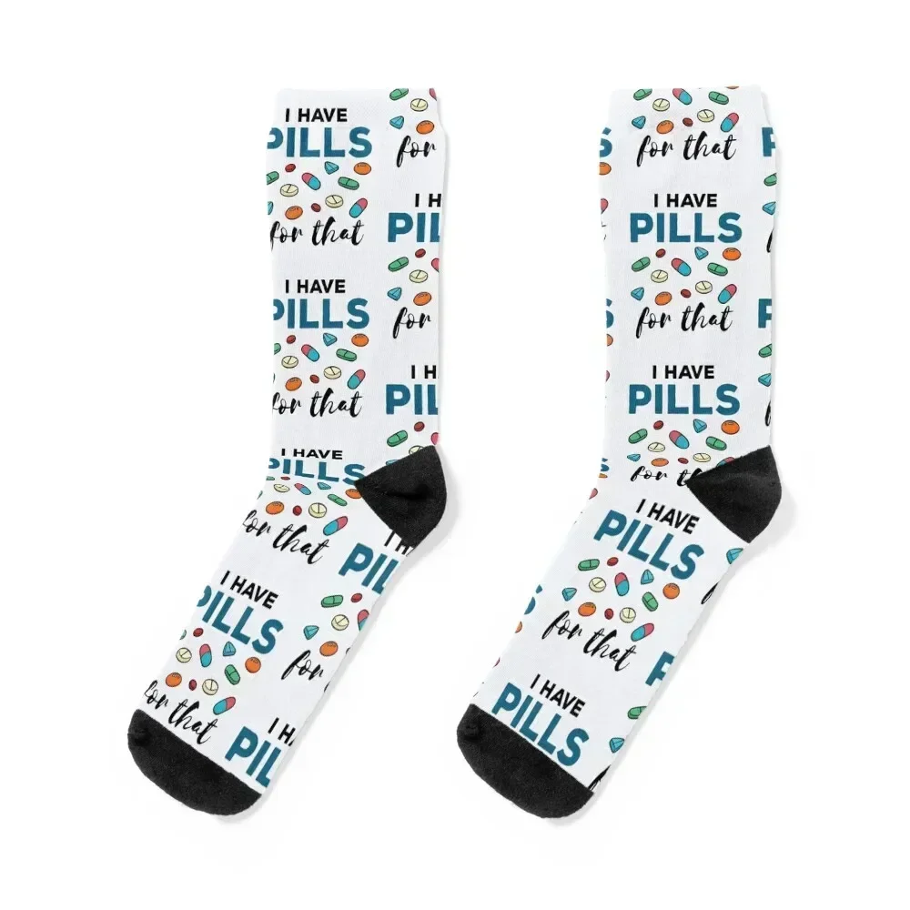 

I Have Pills for That Funny Pharmacist Pharmacy Tech Socks crazy happy man Women Socks Men's