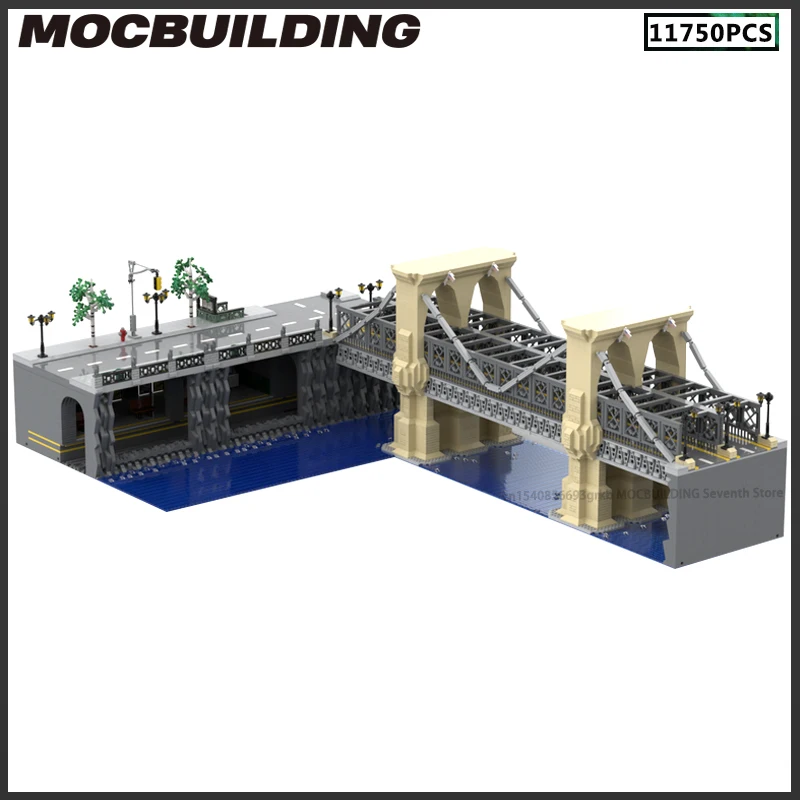 

MOC Famous City Street View Architecture Subway Station Brooklyn Bridge New York Model Building Blocks Bricks Toys Xmas Gifts