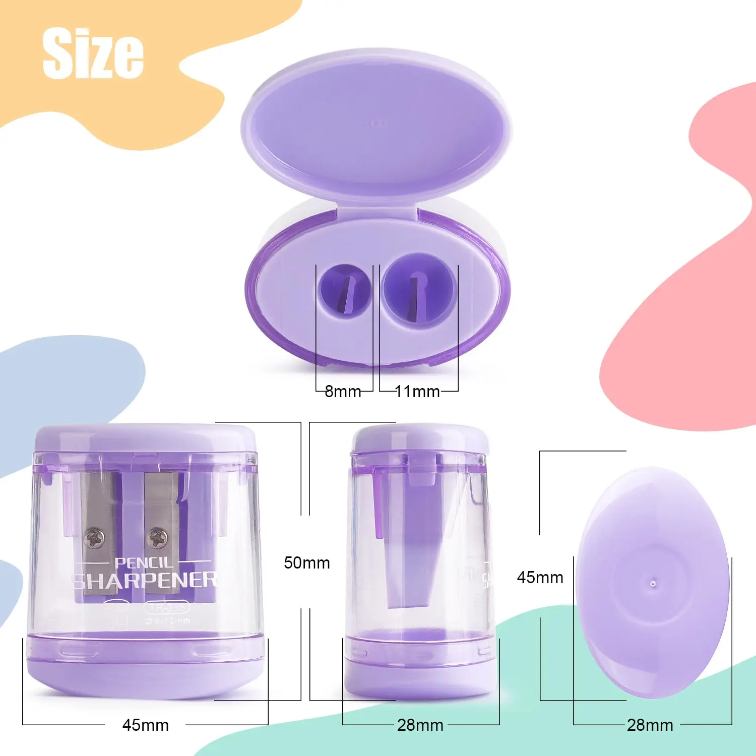 4 Pack Pencil Sharpeners Manual Dual Holes Compact Colored Handheld Pencil Sharpener for Kids School Office